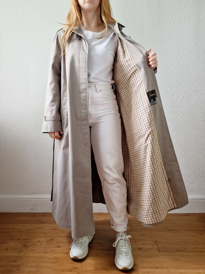 Vintage Grey Beige Single Breasted Trench Coat with Belt by Dannimac - S/M