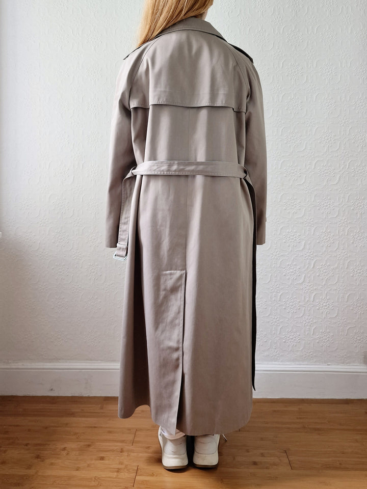 Vintage Grey Beige Single Breasted Trench Coat with Belt by Dannimac - S/M