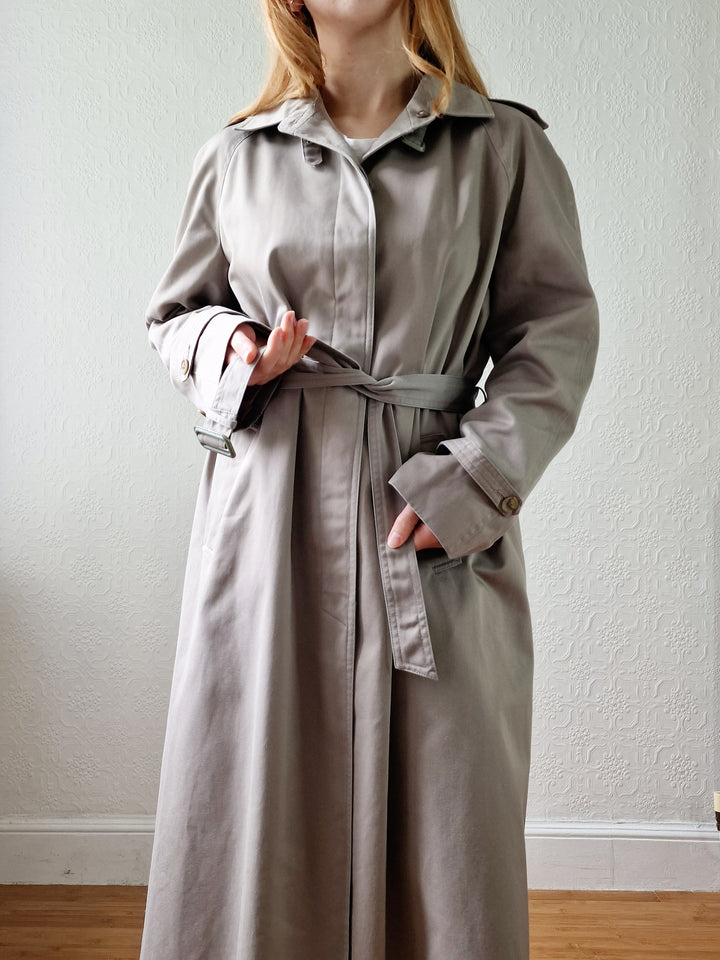 Vintage Grey Beige Single Breasted Trench Coat with Belt by Dannimac - S/M