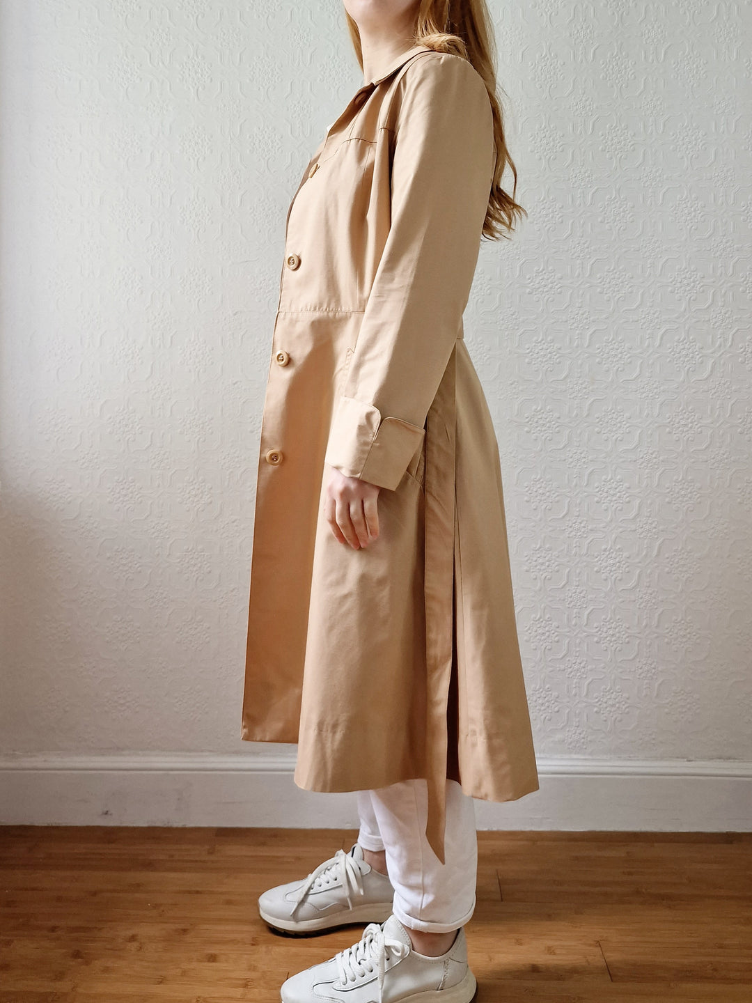 Vintage 70s Camel Single Breasted A-Line Trench Coat - XS