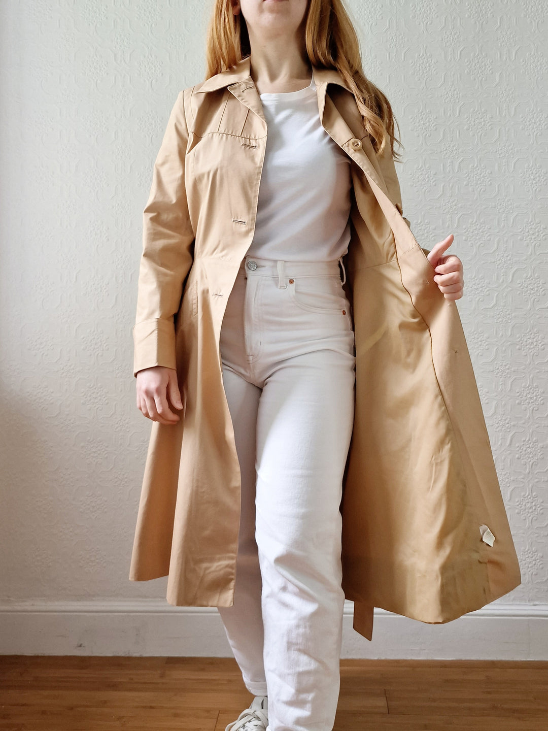 Vintage 70s Camel Single Breasted A-Line Trench Coat - XS