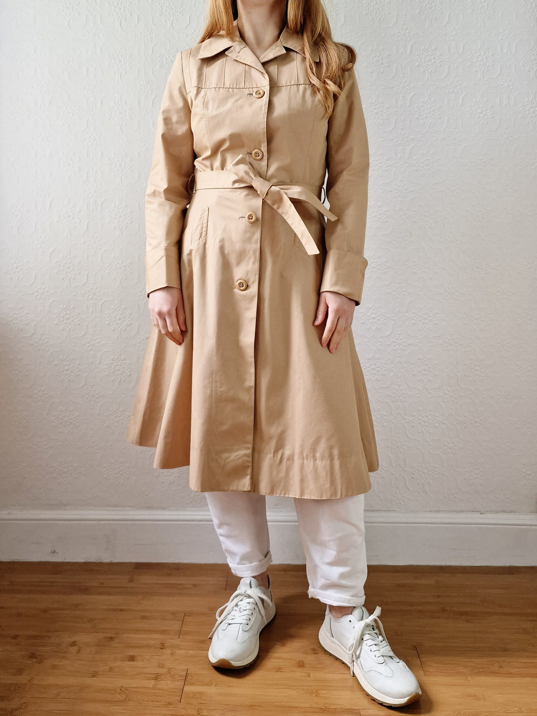 Vintage 70s Camel Single Breasted A-Line Trench Coat - XS