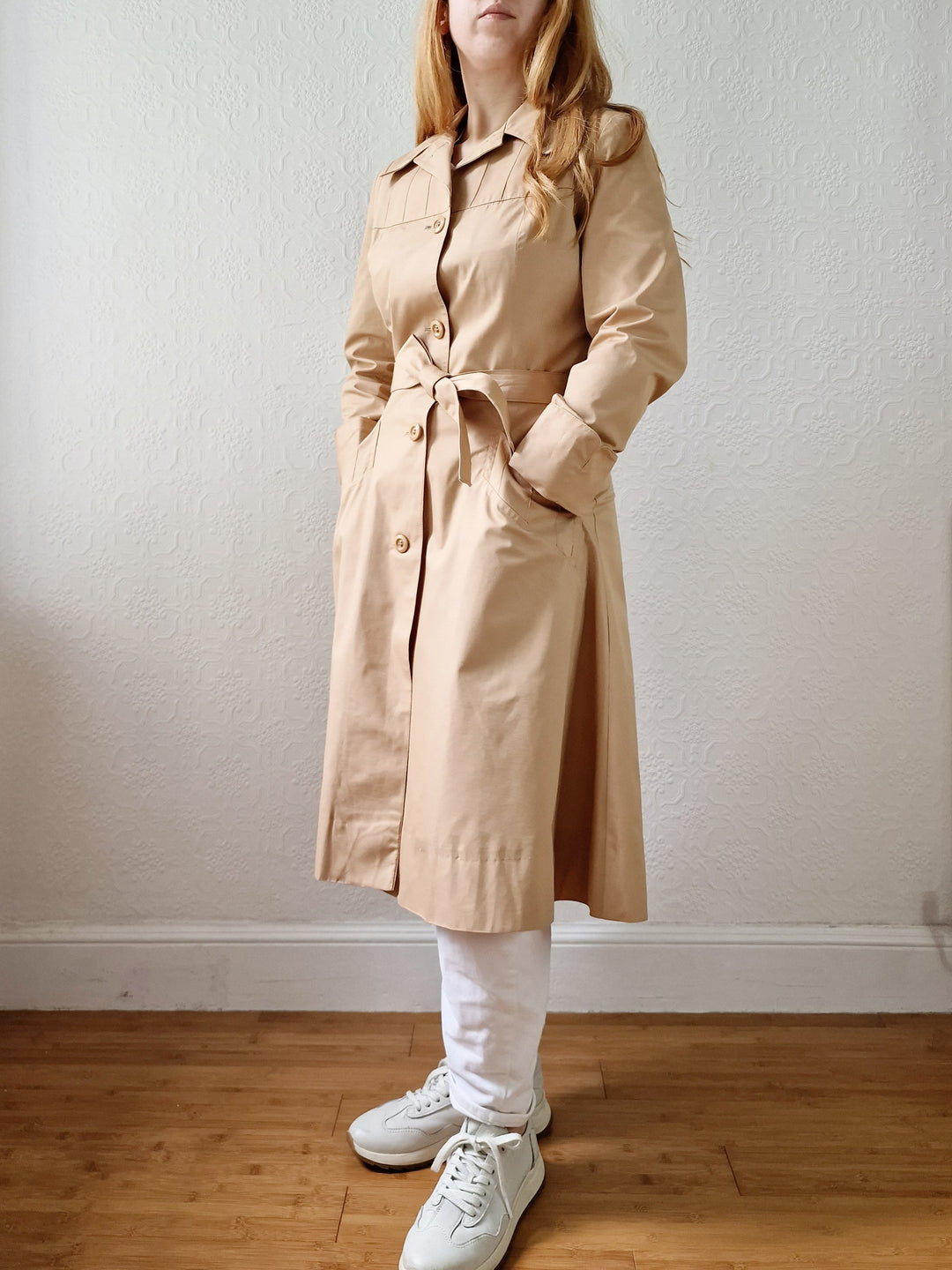 Vintage 70s Camel Single Breasted A-Line Trench Coat - XS