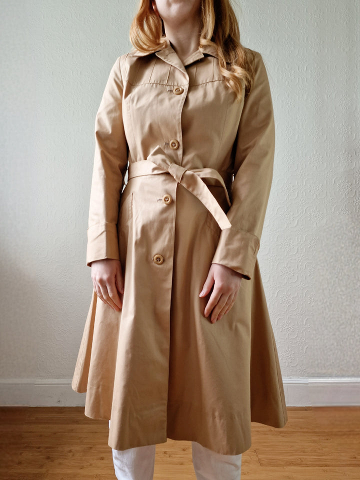 Vintage 70s Camel Single Breasted A-Line Trench Coat - XS