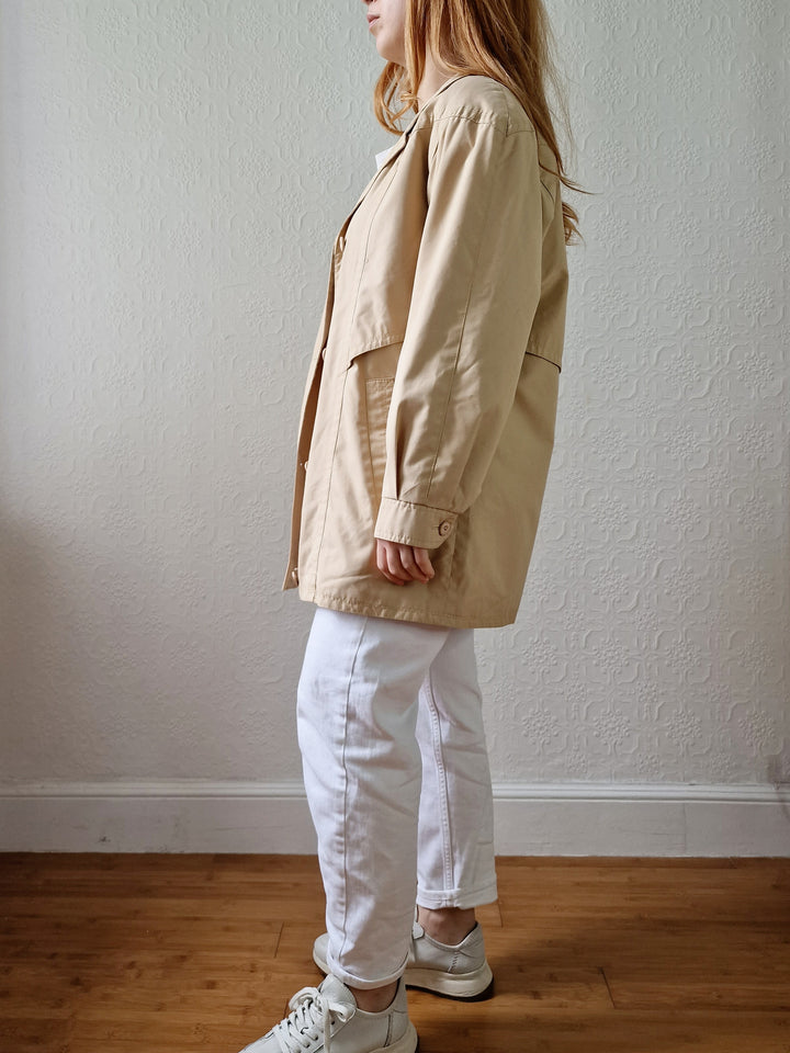 Vintage 80s Light Beige Lightweight Jacket - M