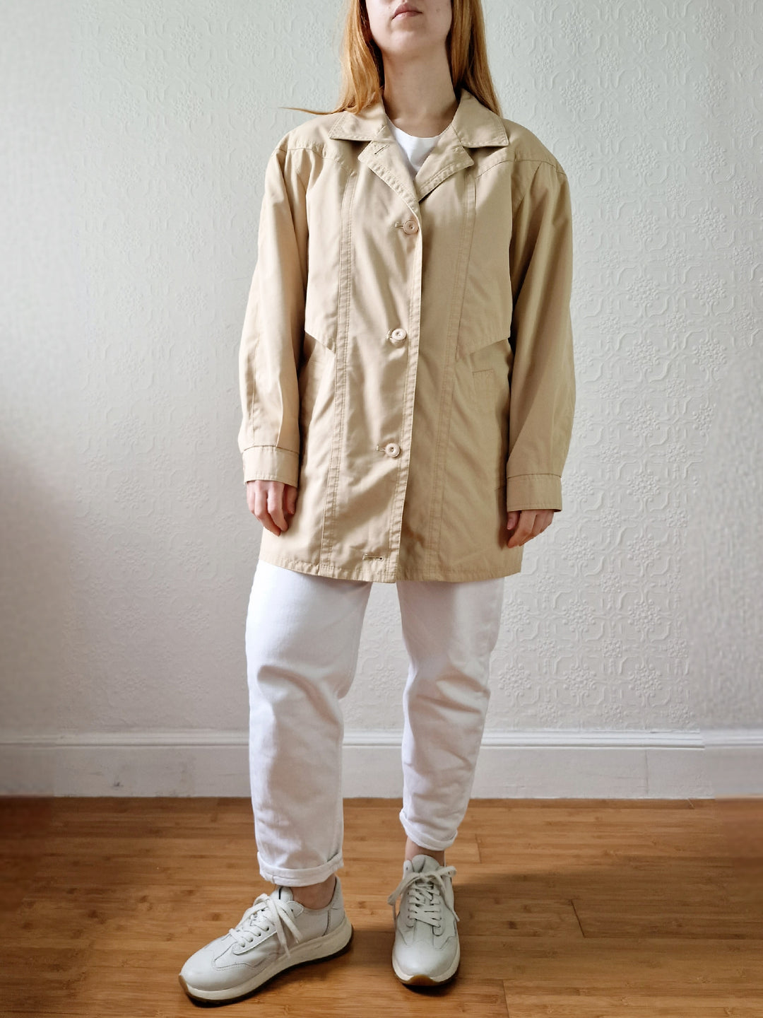 Vintage 80s Light Beige Lightweight Jacket - M