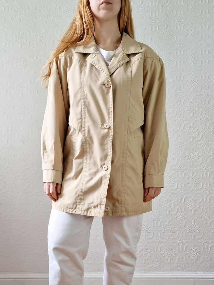 Vintage 80s Light Beige Lightweight Jacket - M