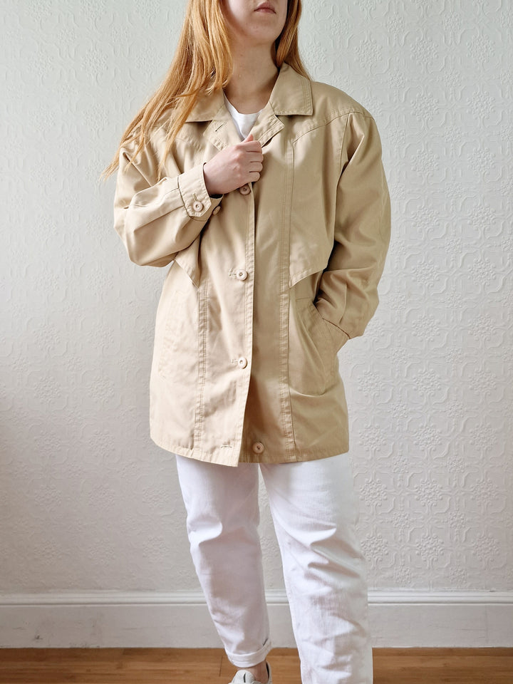 Vintage 80s Light Beige Lightweight Jacket - M