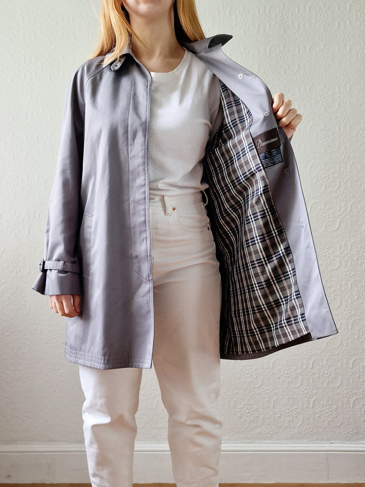 Vintage Grey Single Breasted Medium Length Trench Coat by Dannimac - M