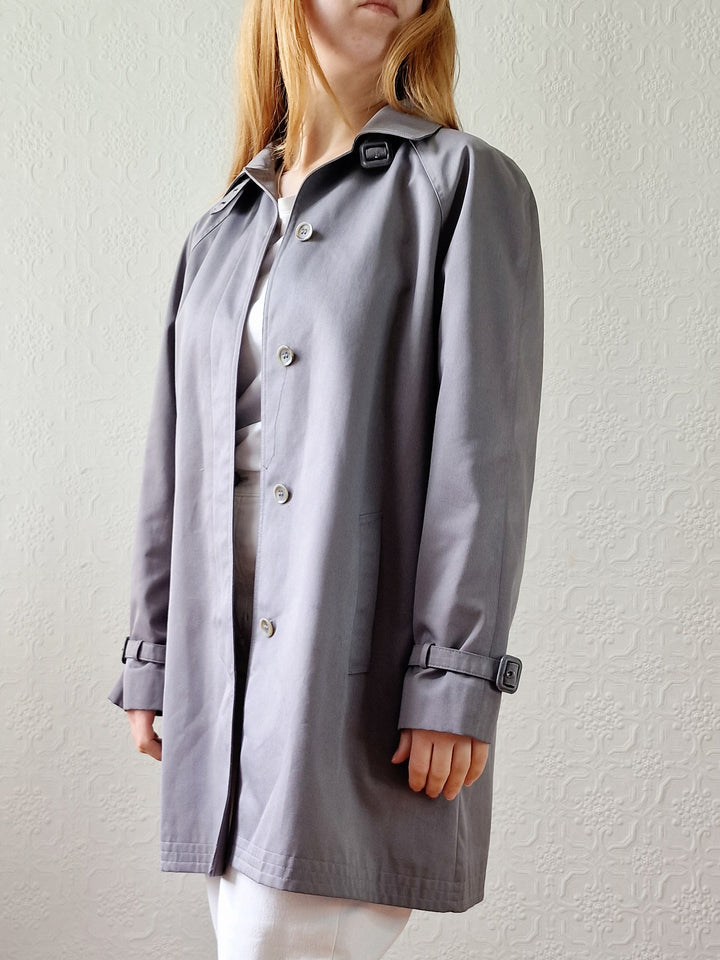 Vintage Grey Single Breasted Medium Length Trench Coat by Dannimac - M