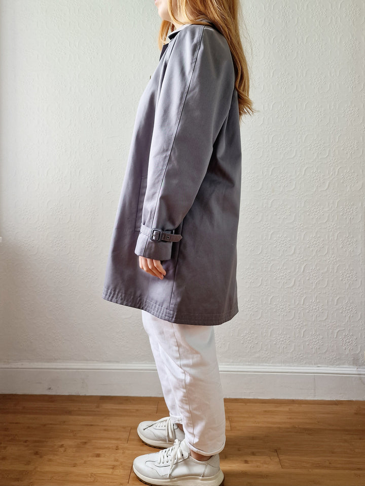 Vintage Grey Single Breasted Medium Length Trench Coat by Dannimac - M