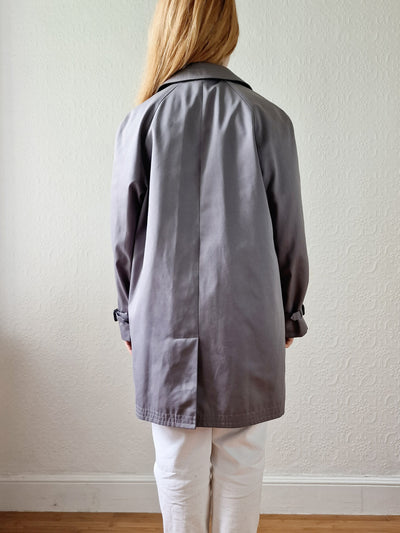 Vintage Grey Single Breasted Medium Length Trench Coat by Dannimac - M