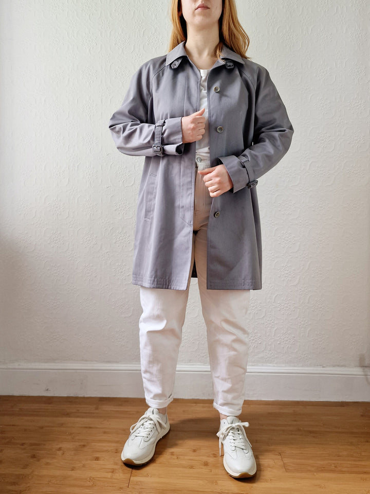 Vintage Grey Single Breasted Medium Length Trench Coat by Dannimac - M