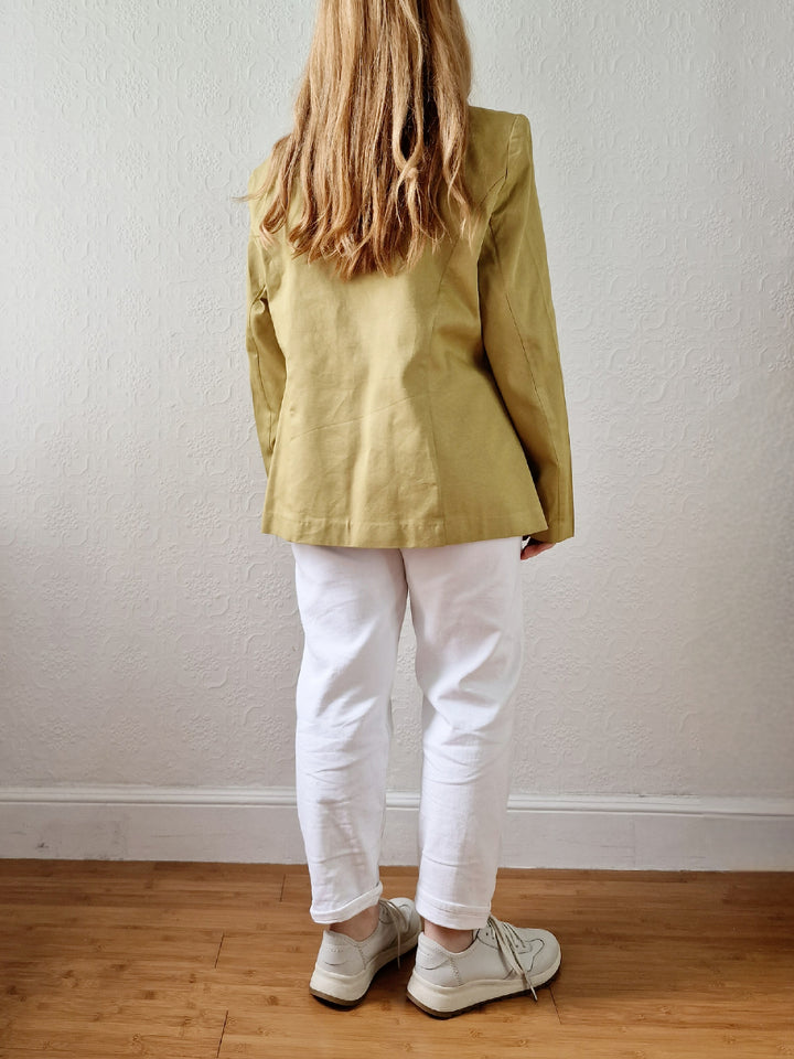 Vintage 90s Mustard Lightweight Cotton Blazer Style Jacket - M