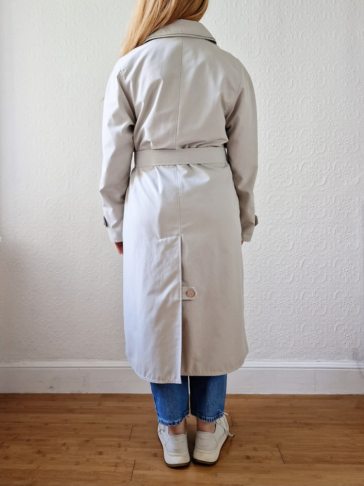 Vintage Lightweight Stone Single Breasted Trench Coat with Belt - S/M