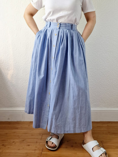 Vintage Light Blue High Waisted A-Line Skirt - S
