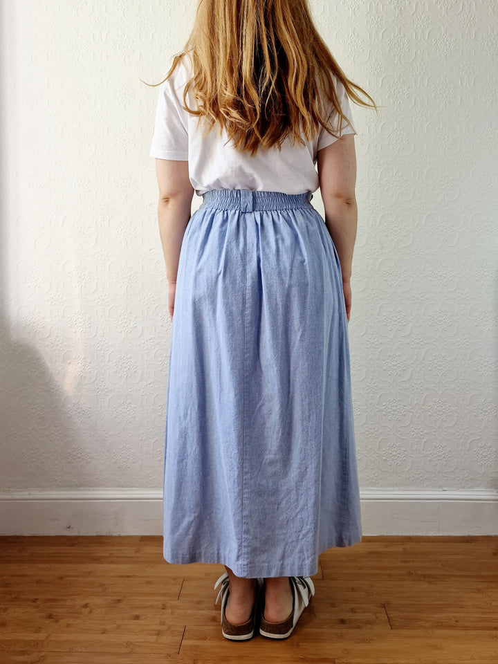 Vintage Light Blue High Waisted A-Line Skirt - S