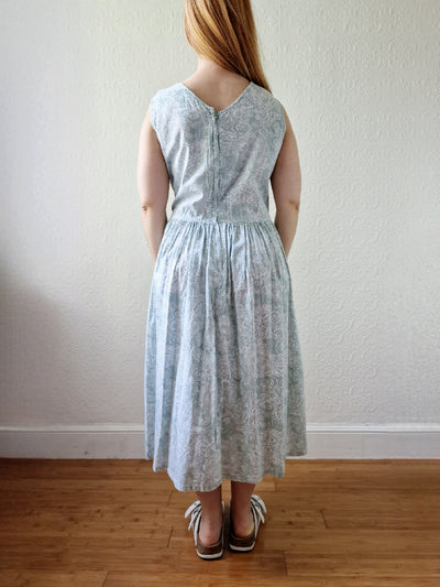 Vintage 90s Mint Sleeveless Patterned Dress - M