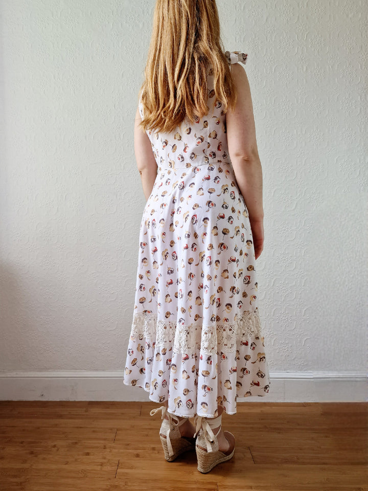 Vintage Handmade Cream Sleeveless Sundress with Crochet Detail - M/L