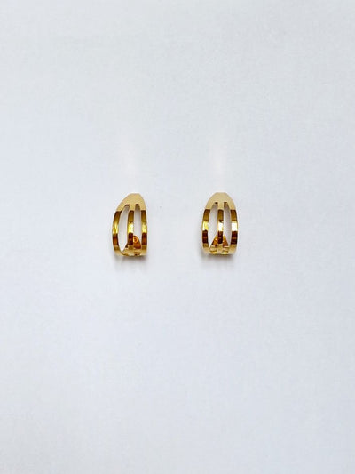 Vintage 80s Gold Plated Minimal Triple Hoop Earrings