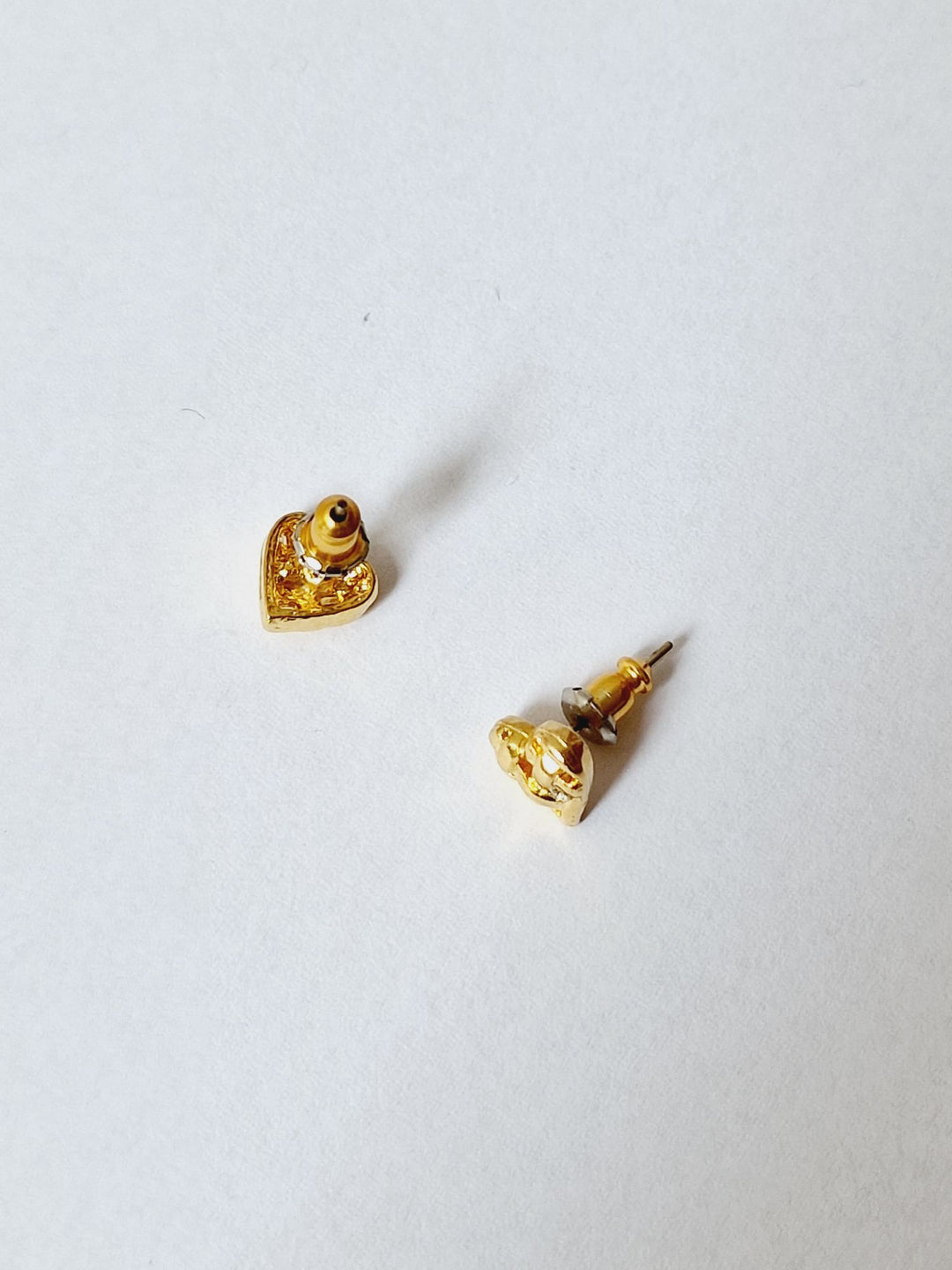 Vintage 80s Gold Plated Heart Stud Earrings