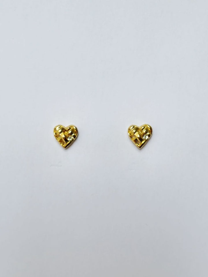 Vintage 80s Gold Plated Heart Stud Earrings