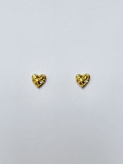 Vintage 80s Gold Plated Heart Stud Earrings