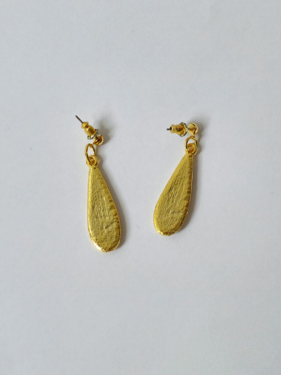 Vintage Gold Plated White Enamel Drop Earrings