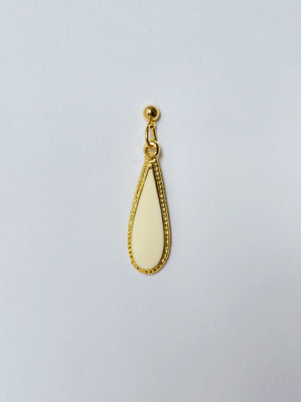 Vintage Gold Plated White Enamel Drop Earrings