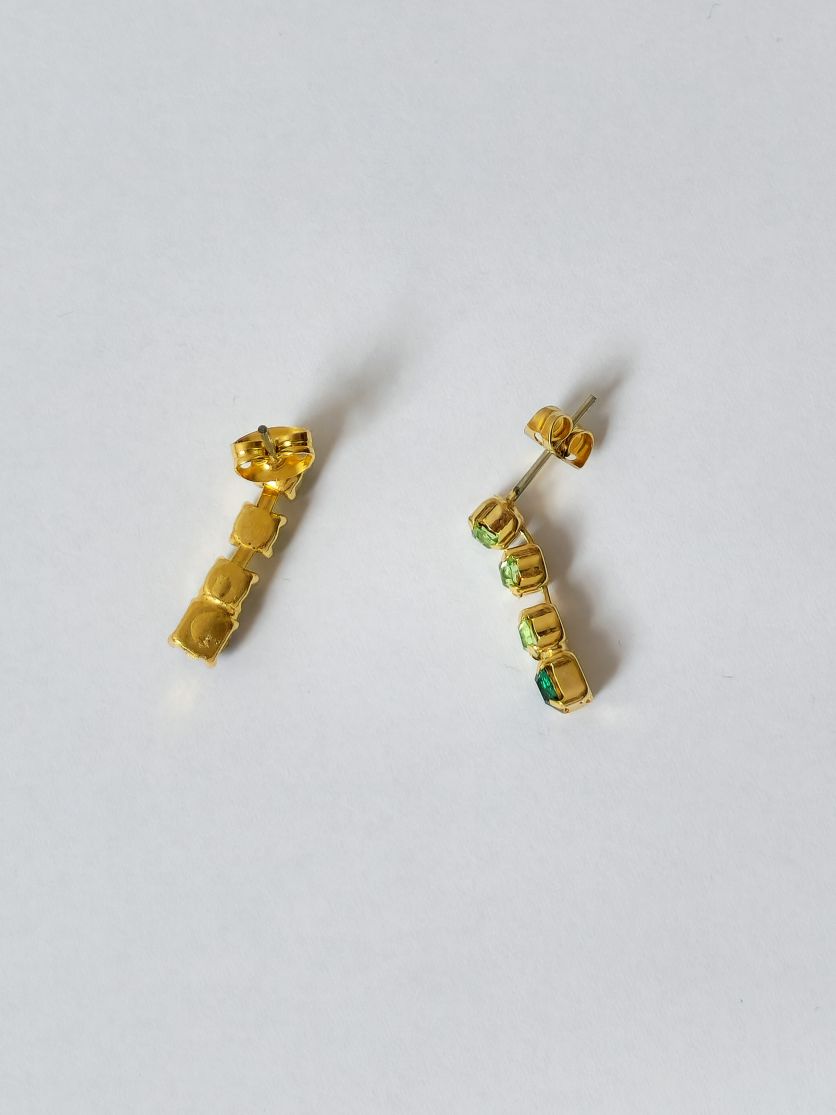 Vintage Gold Plated Green Crystal Drop Earrings