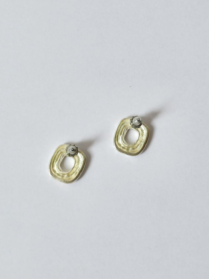 Vintage Silver Plated Chunky Organic Circle Matt Stud Earrings