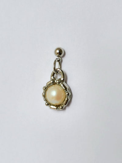 Vintage Silver Plated Drop Earrings with Pearl Charm