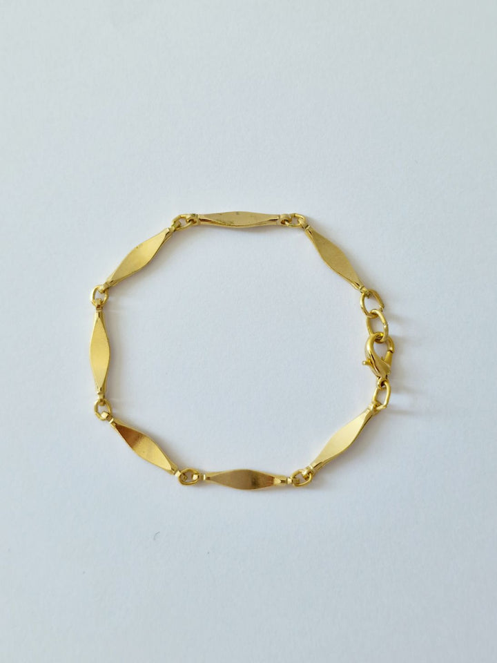 Vintage Gold Plated Flat Link Chain Bracelet