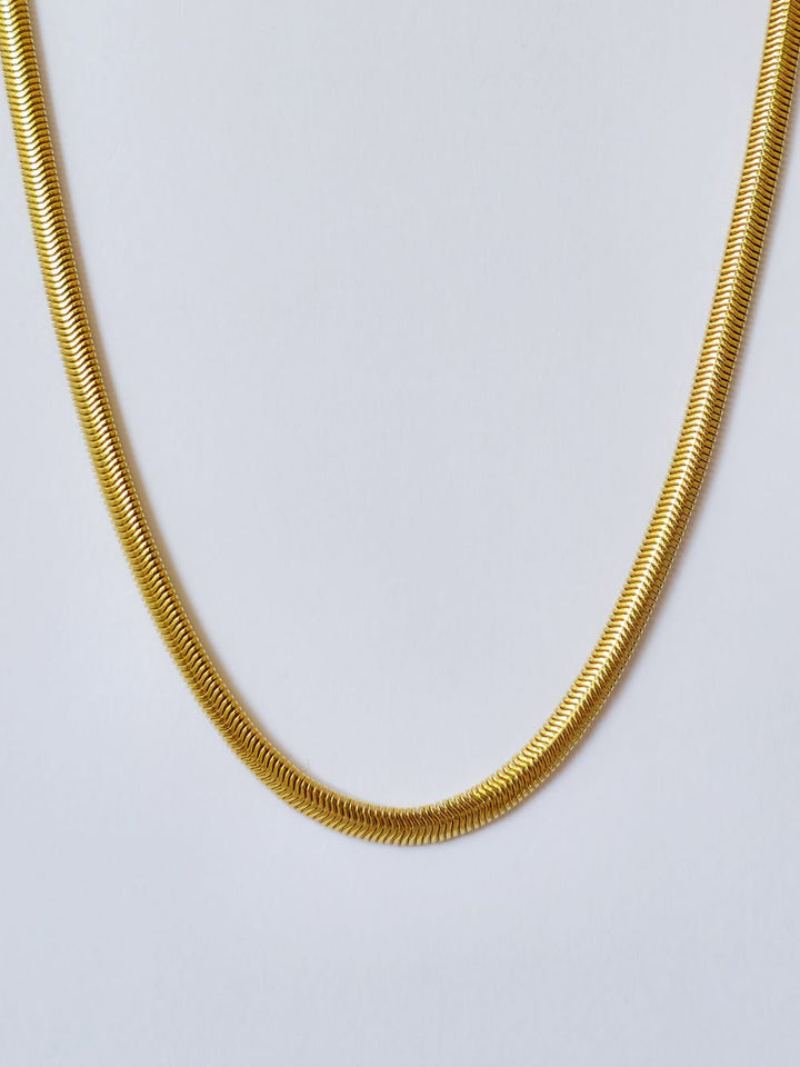 Vintage Gold Plated Thin Herringbone Chain Necklace