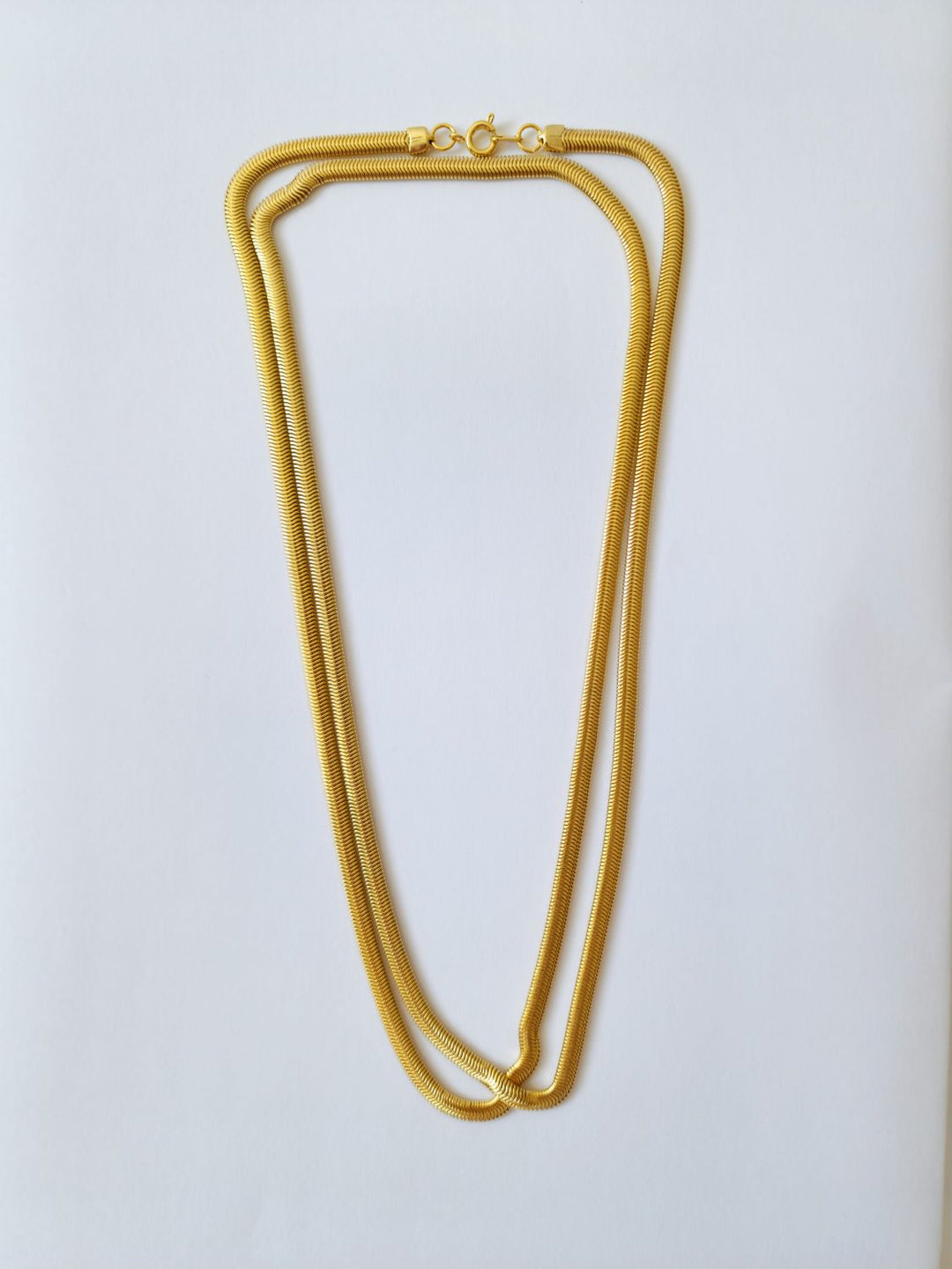 Vintage Gold Plated Thin Herringbone Chain Necklace