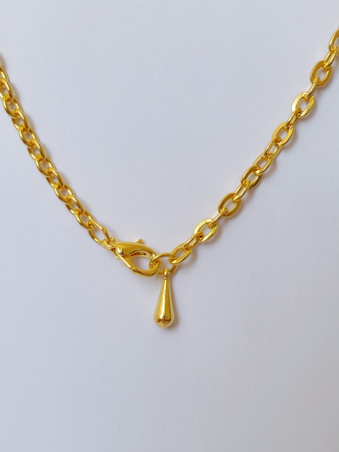 Vintage Gold Plated Cable Chain Necklace with Purple Charms