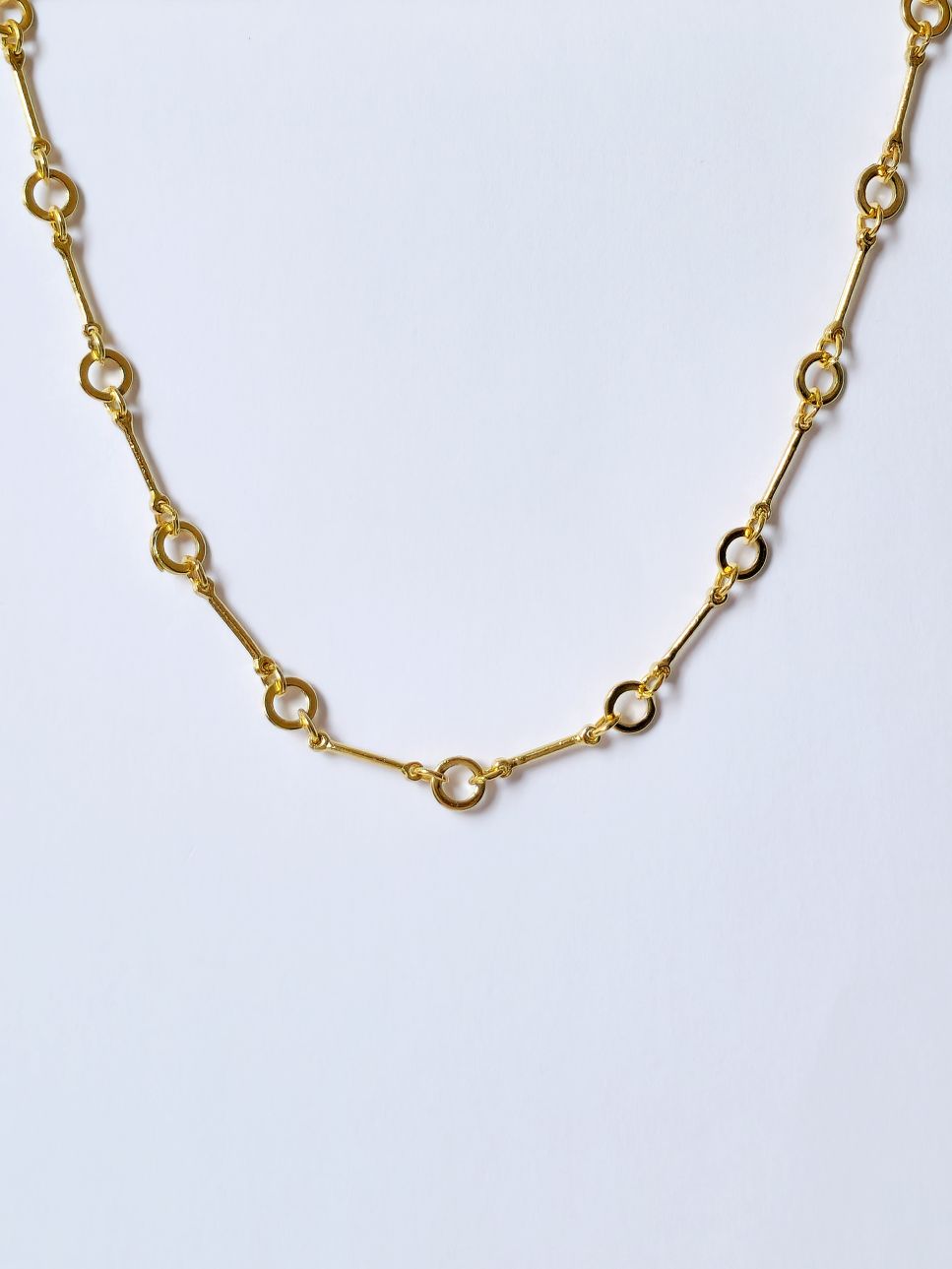 Vintage 80s Gold Plated Bar Link Chain Necklace