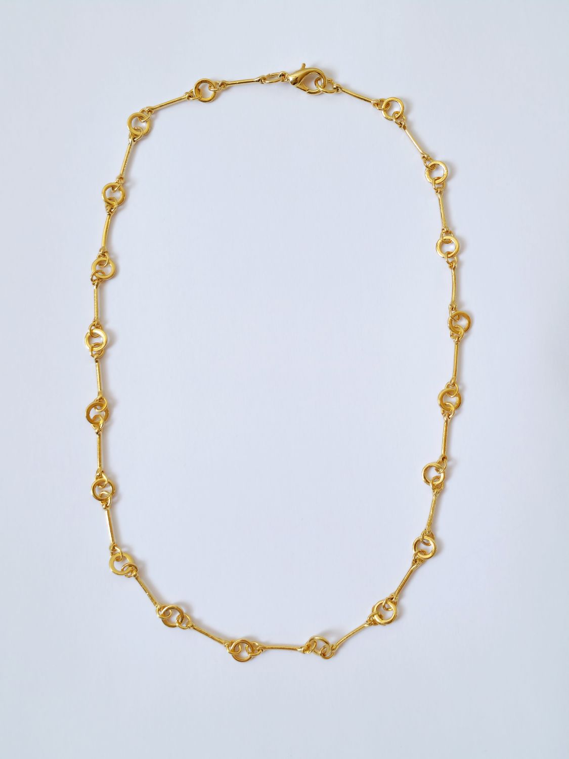 Vintage 80s Gold Plated Bar Link Chain Necklace