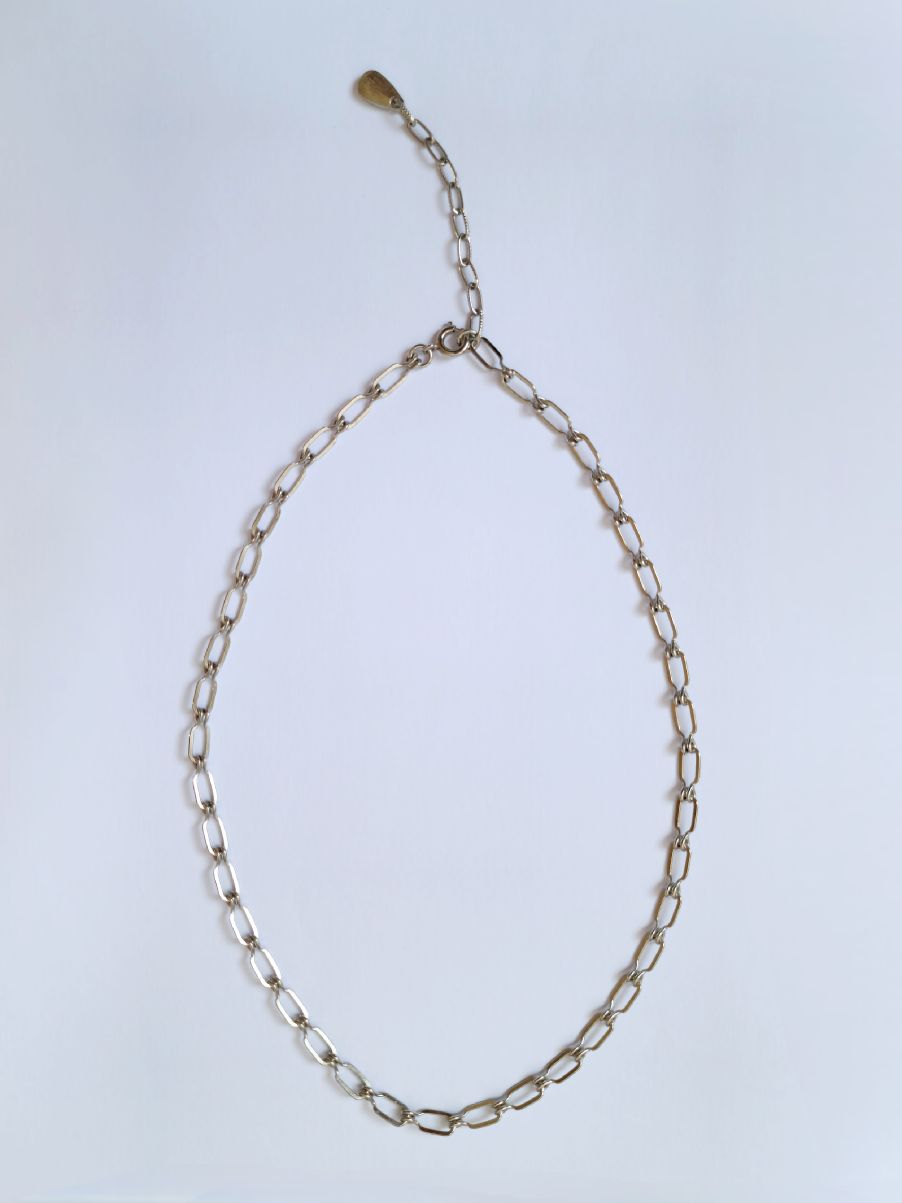 Vintage Silver Plated Paperclip Style Chain Necklace