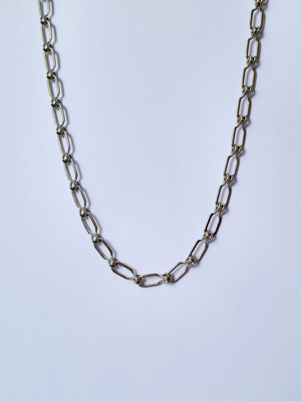 Vintage Silver Plated Paperclip Style Chain Necklace