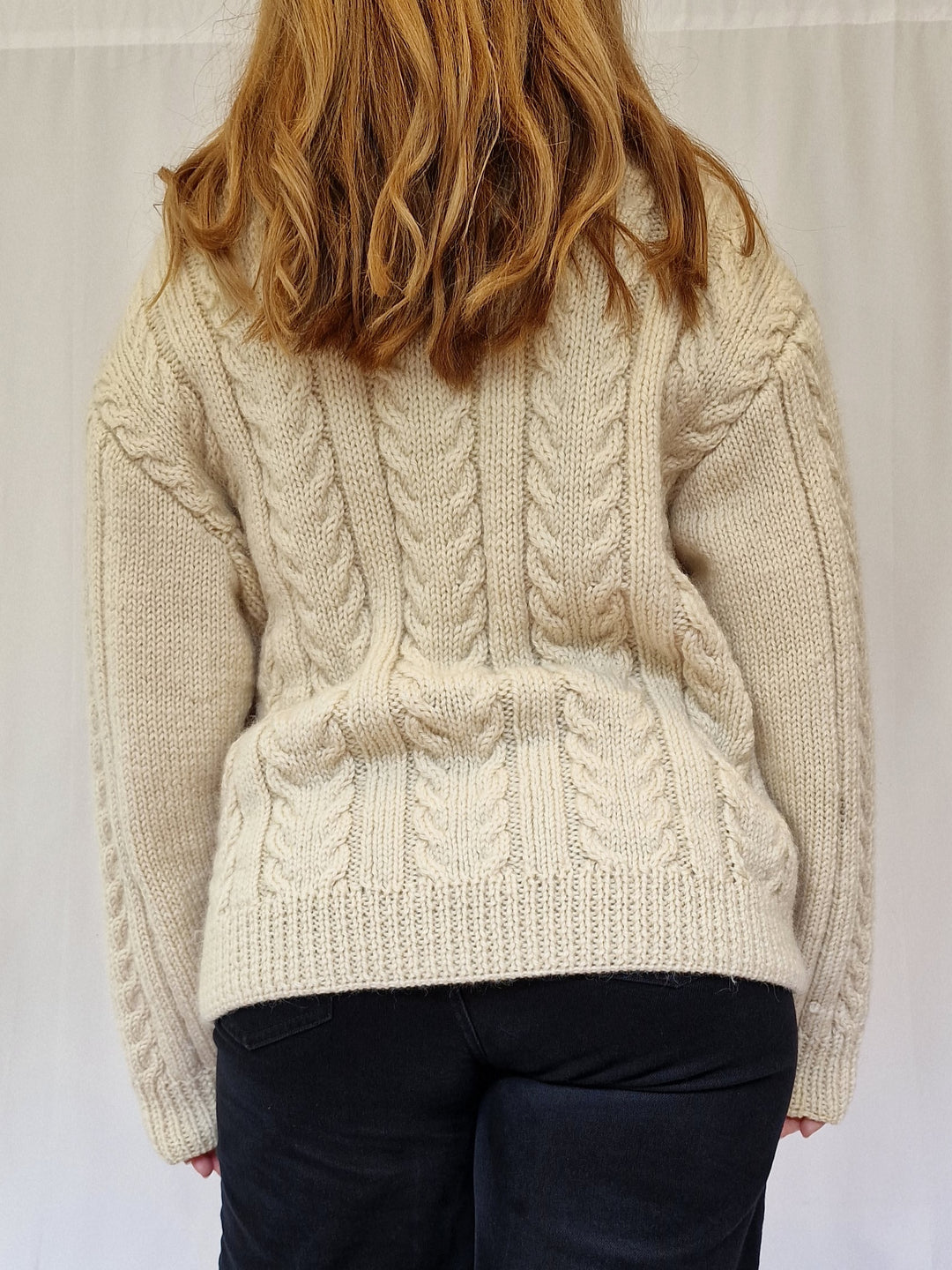 Vintage Crew Neck 100% Wool Aran Jumper - M