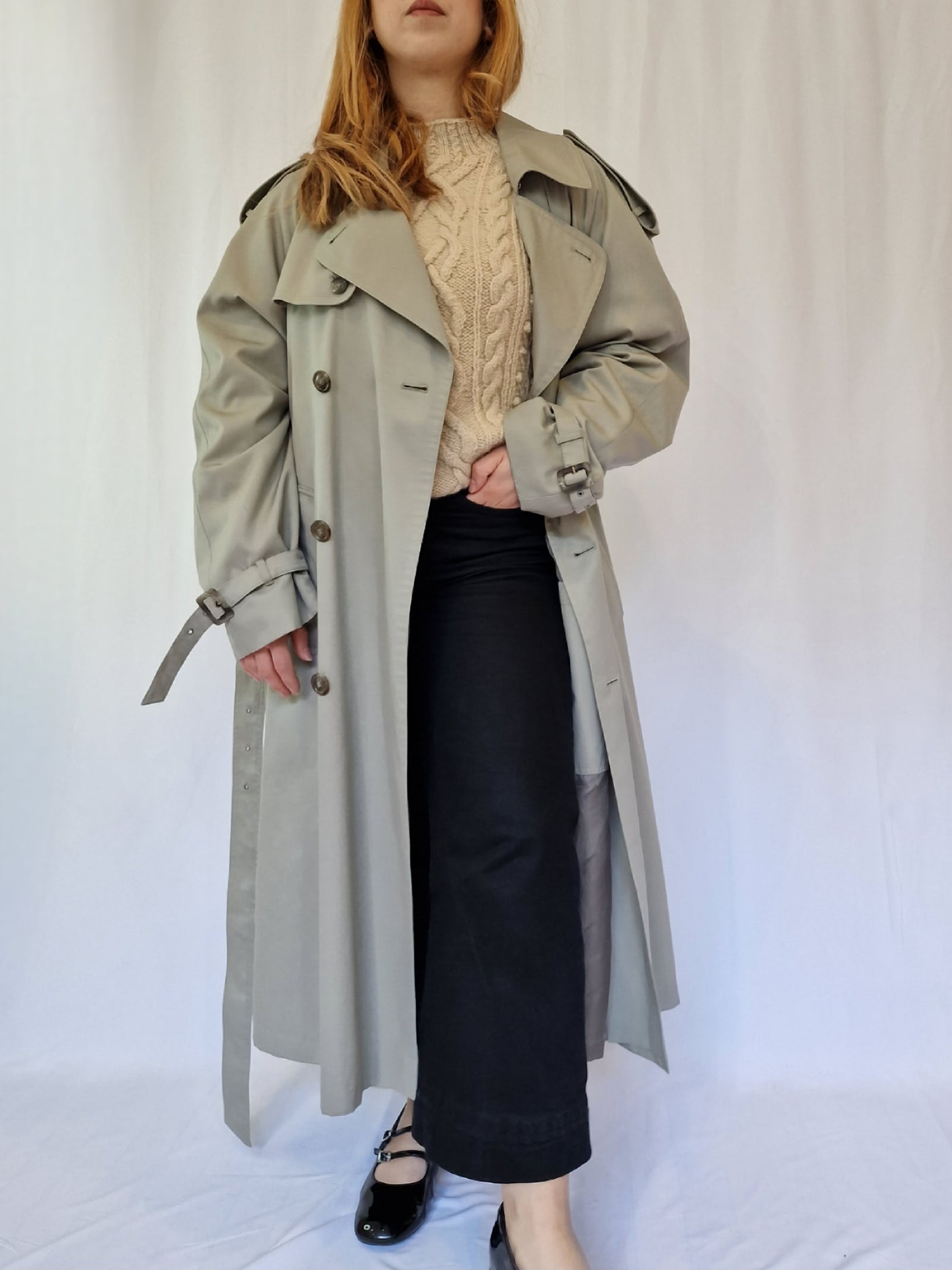 Vintage 80s Light Grey Single Breasted Trench Coat by Dannimac - XL