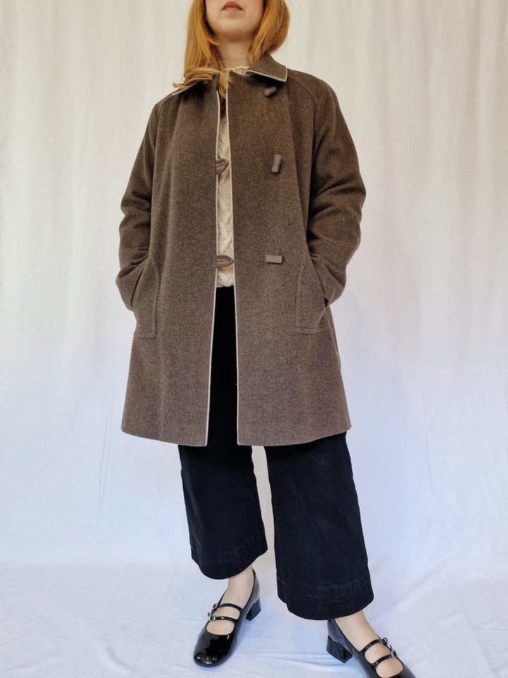 Vintage Dark Grey Wool & Cashmere Single Breasted Coat - M