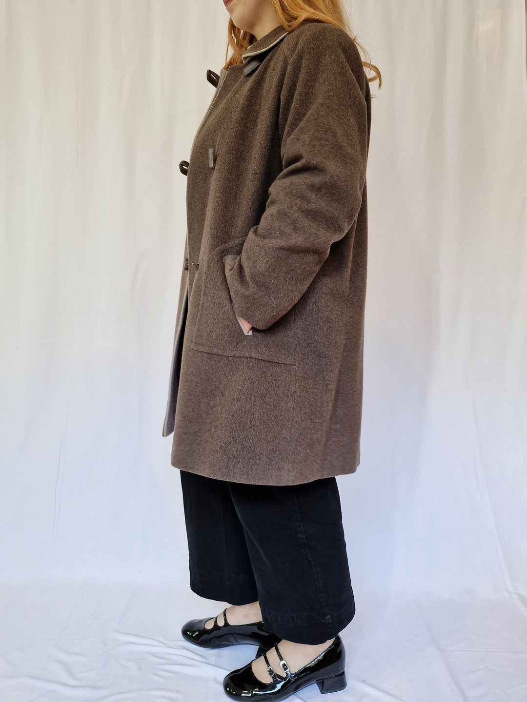 Vintage Dark Grey Wool & Cashmere Single Breasted Coat - M