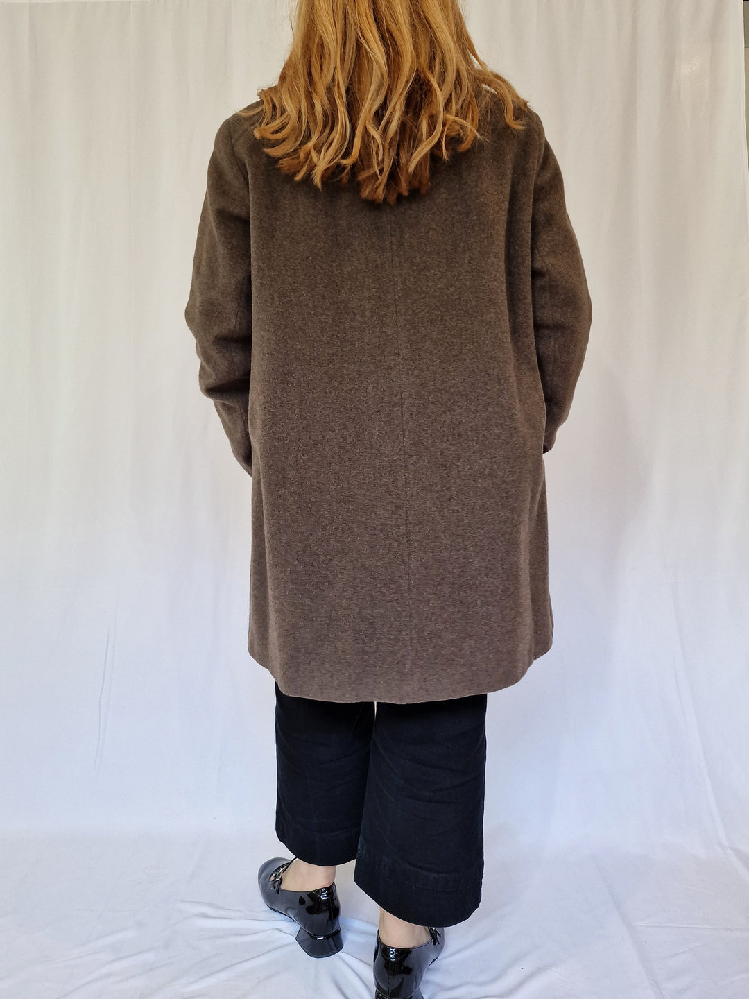 Vintage Dark Grey Wool & Cashmere Single Breasted Coat - M