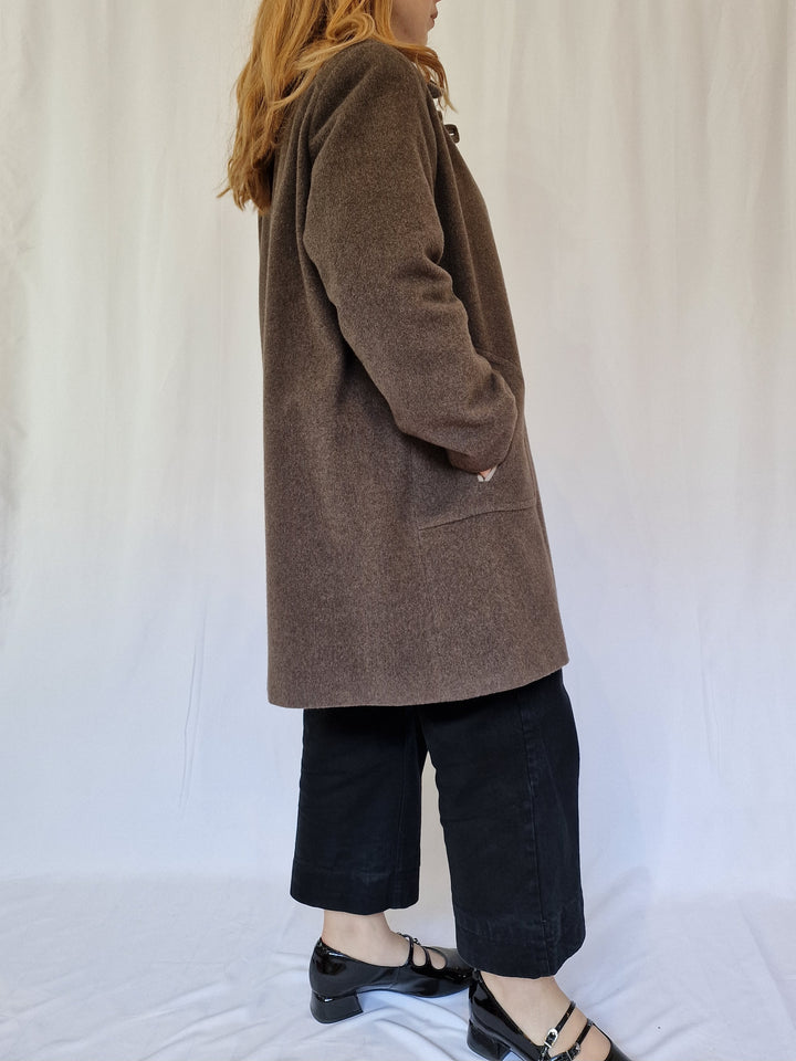 Vintage Dark Grey Wool & Cashmere Single Breasted Coat - M