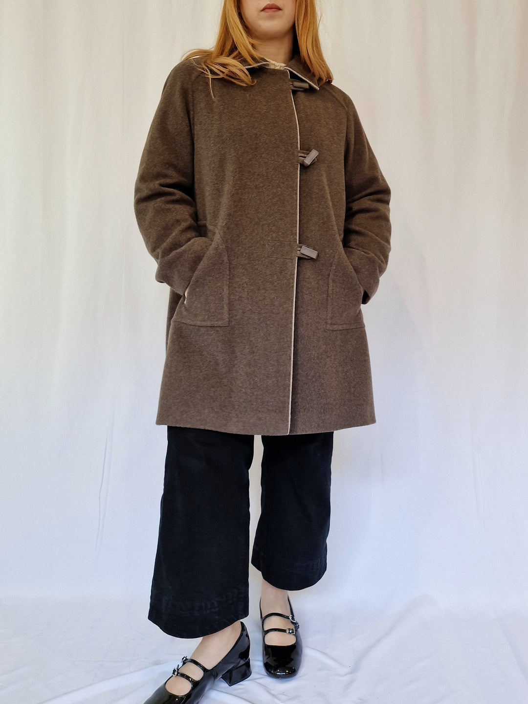 Vintage Dark Grey Wool & Cashmere Single Breasted Coat - M