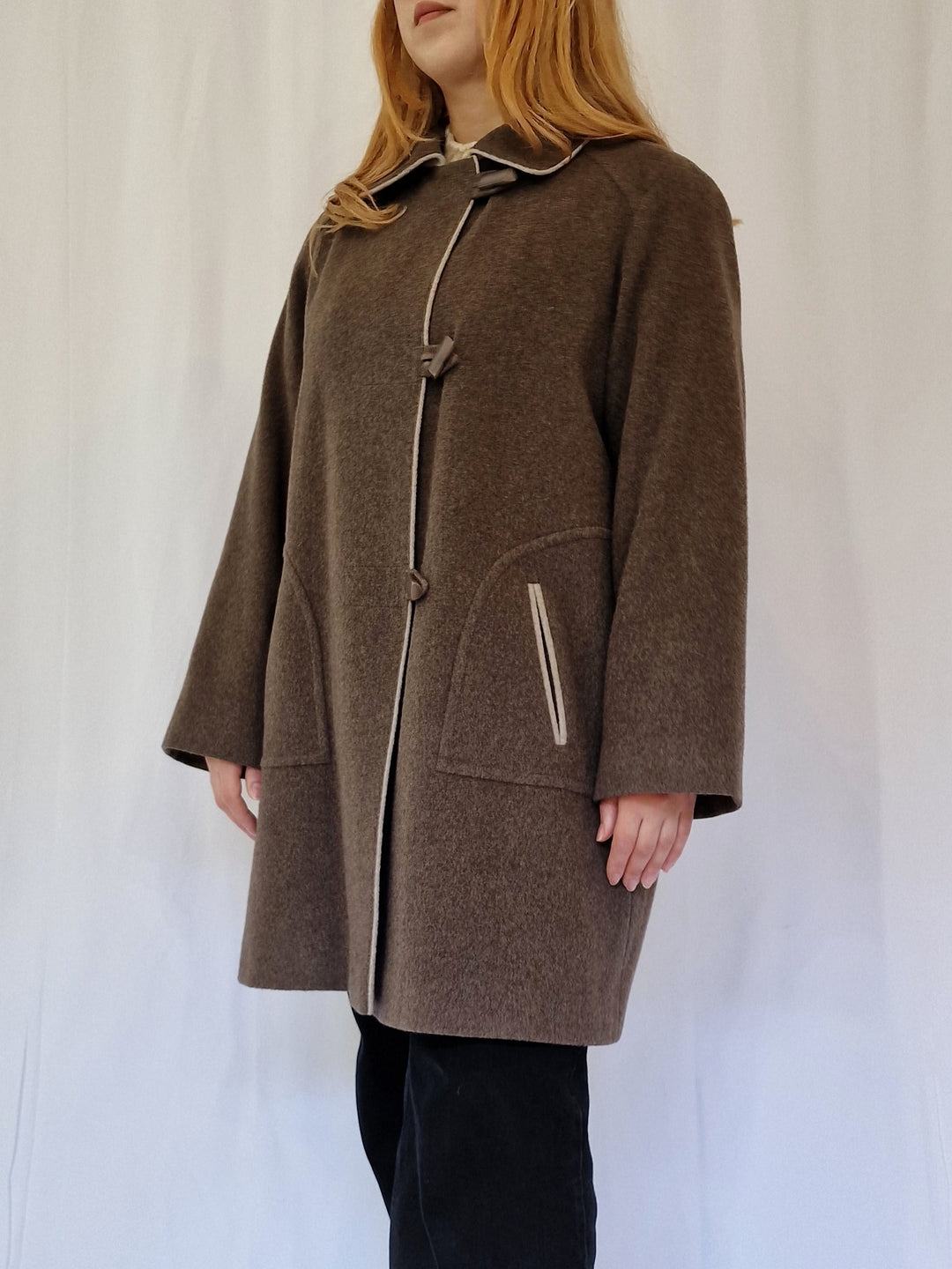 Vintage Dark Grey Wool & Cashmere Single Breasted Coat - M