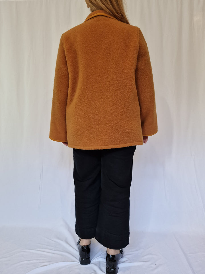 Vintage Orange Mustard Wool Single Breasted Short Jacket - M