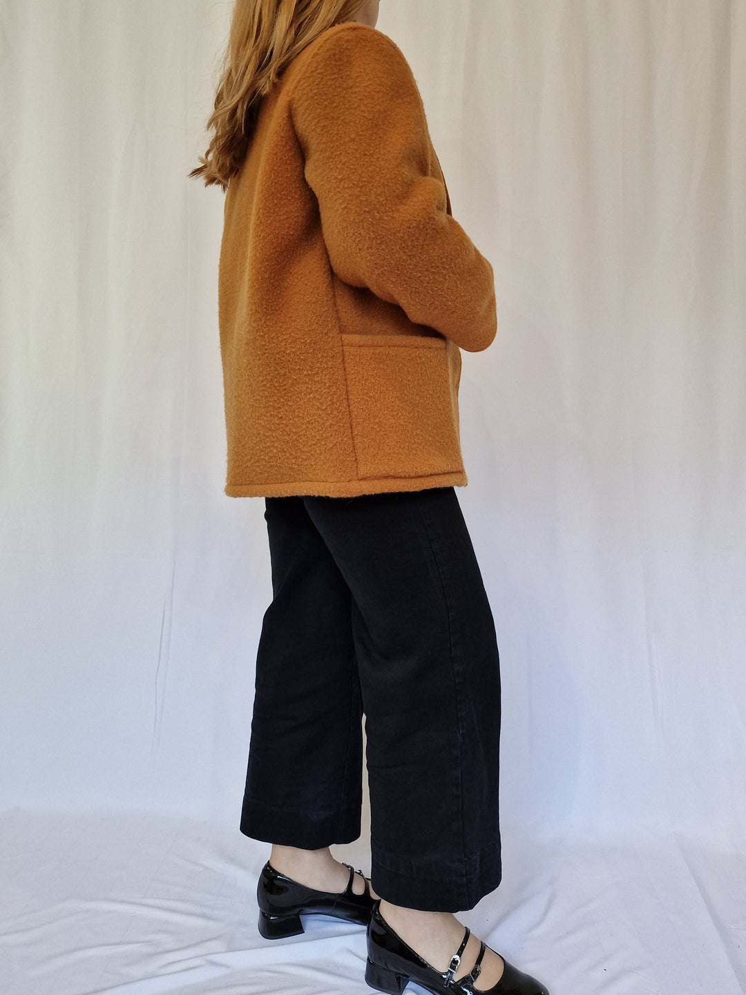 Vintage Orange Mustard Wool Single Breasted Short Jacket - M